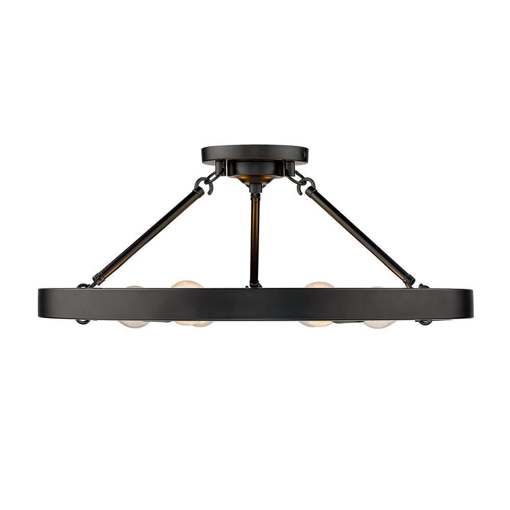 Golden Lighting Castile 24 in. 6-Light Matte Black Semi-Flush Mount