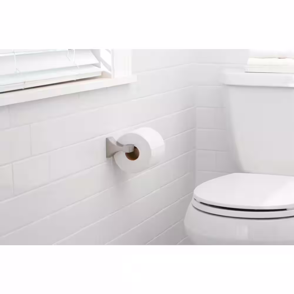 Glacier Bay Leary Single-Post Toilet Paper Holder in Brushed Nickel