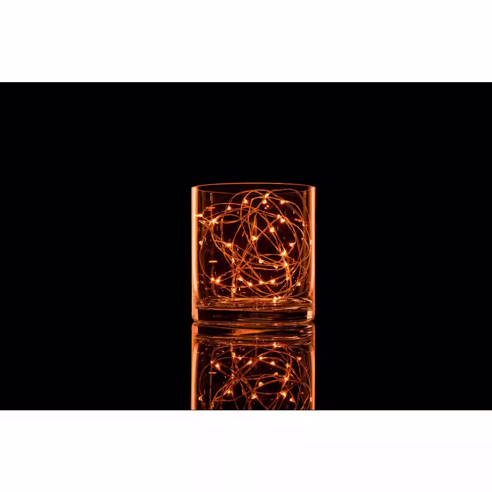 None Indoor/Outdoor 12 ft. Battery Operated Micro Bulb Integrated LED String Light/Fairy Lights Orange (3-Pack)