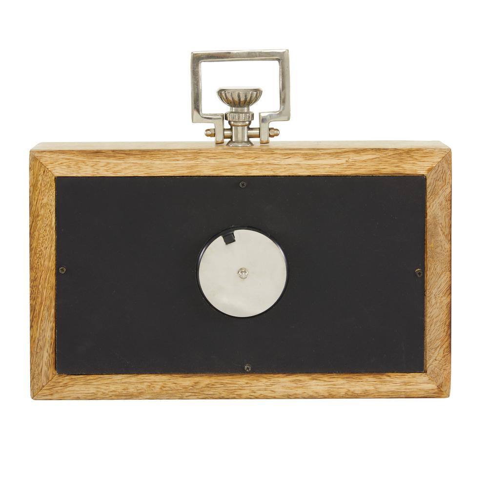 Litton Lane Oak Brown and Silver Table Clock