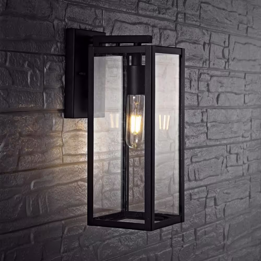 SAFAVIEH Norsan 1-Light Black Outdoor Wall Lantern Sconce