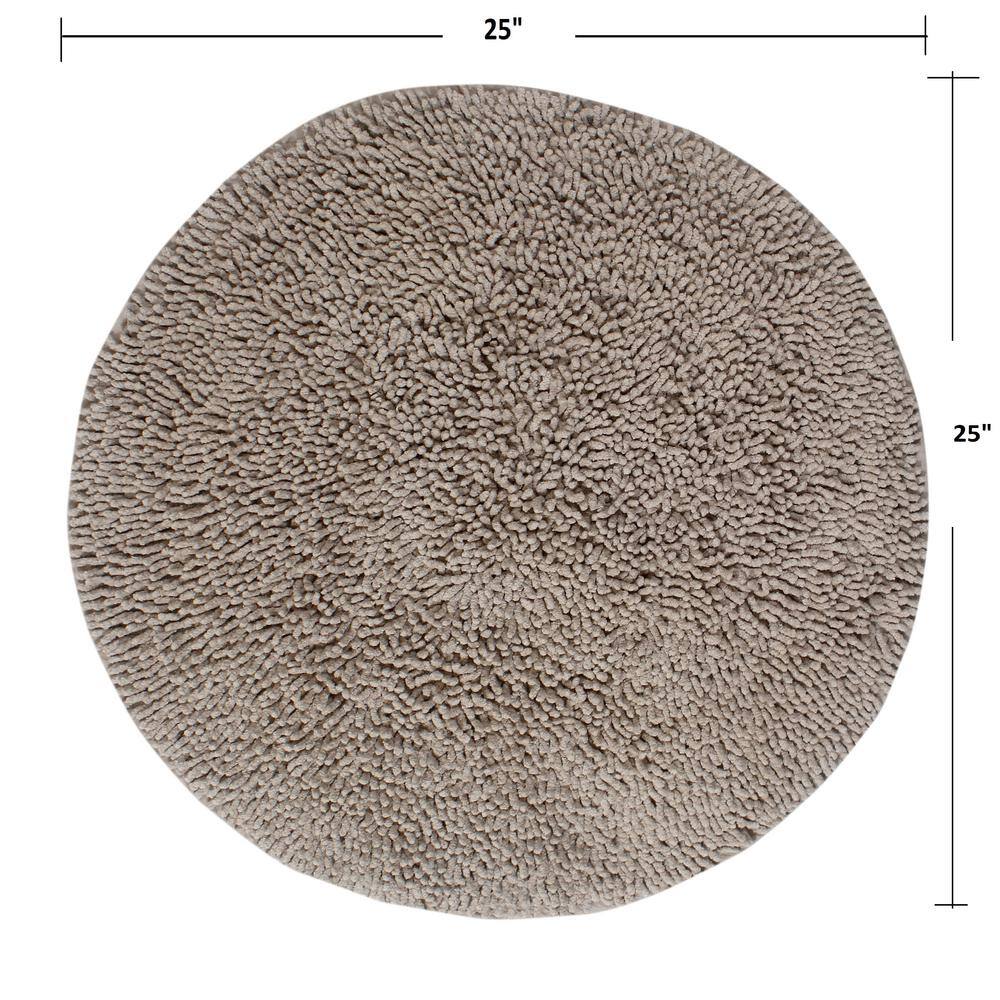 HOME WEAVERS INC Fantasia Bath Collection 25 in. x 25 in. Beige Shaggy Cotton Bath Rug