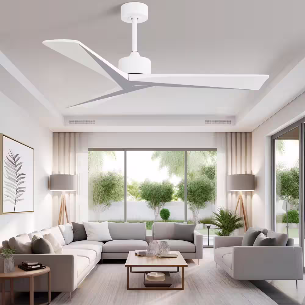Sofucor 52 in. Indoor/Outdoor Smart 6-Speed Ceiling White Fan with Remote and App Control