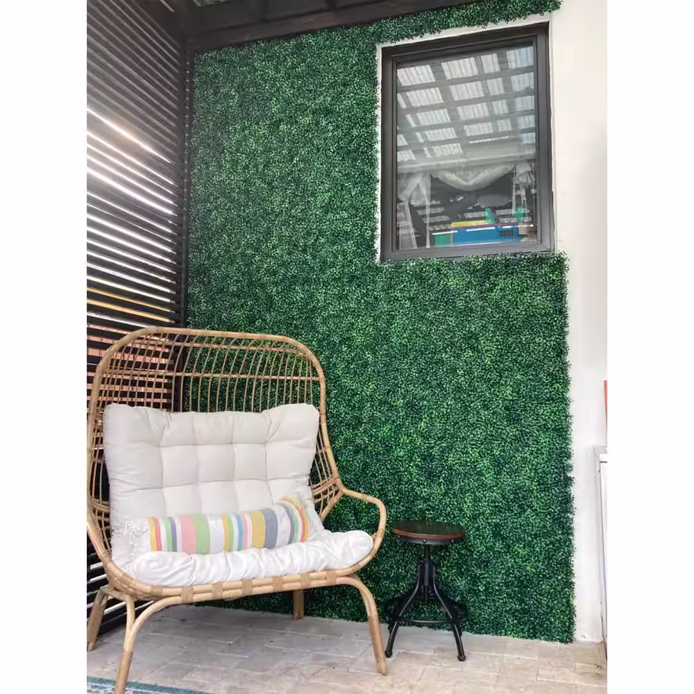 None 12-Pieces 20 in.x20 in. Artificial Greenery Boxwood Panels UV Protection Boxwood Hedge PanelsF Wall Screen Greenery Wall