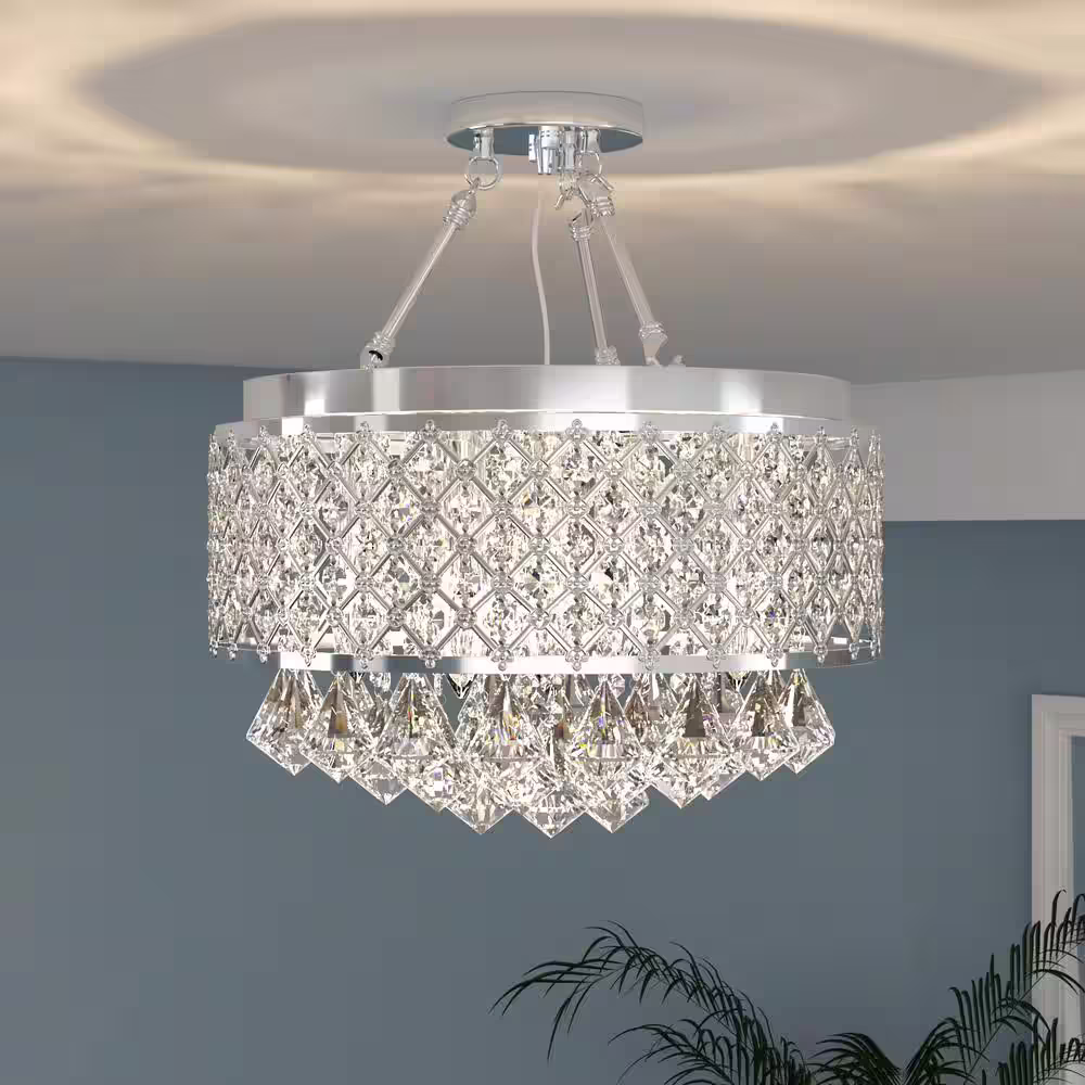 Maxax Jackson 15 in. 4-Light Semi-Flush Mount with Crystal