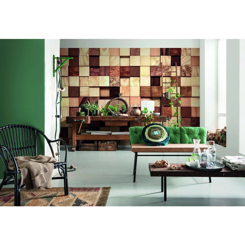 Komar 100 in. H x 145 in. W Lumbercheck Wall Mural