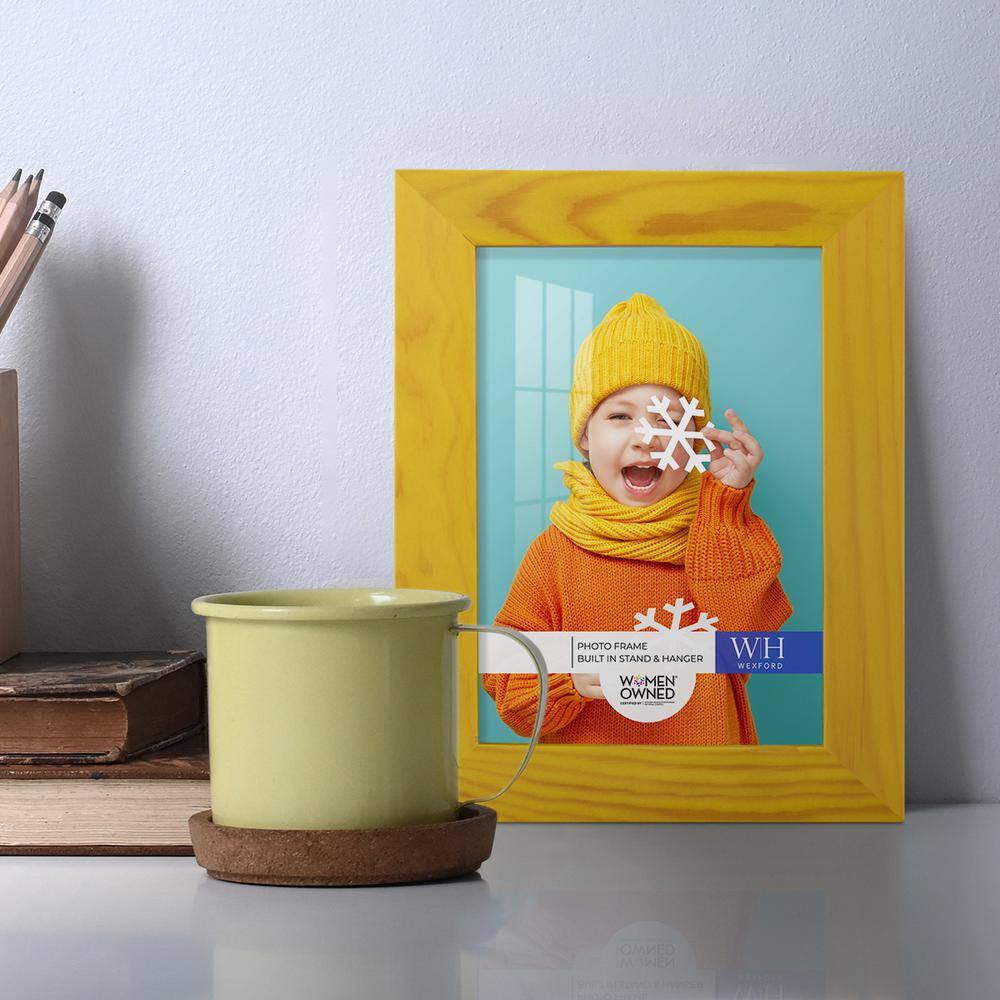 None Woodgrain 3.5 in. x 5 in. Sunflower Yellow Picture Frame