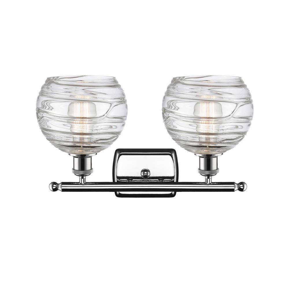 Innovations Athens Deco Swirl 18 in. 2-Light Polished Chrome Vanity Light with Clear Deco Swirl Glass Shade