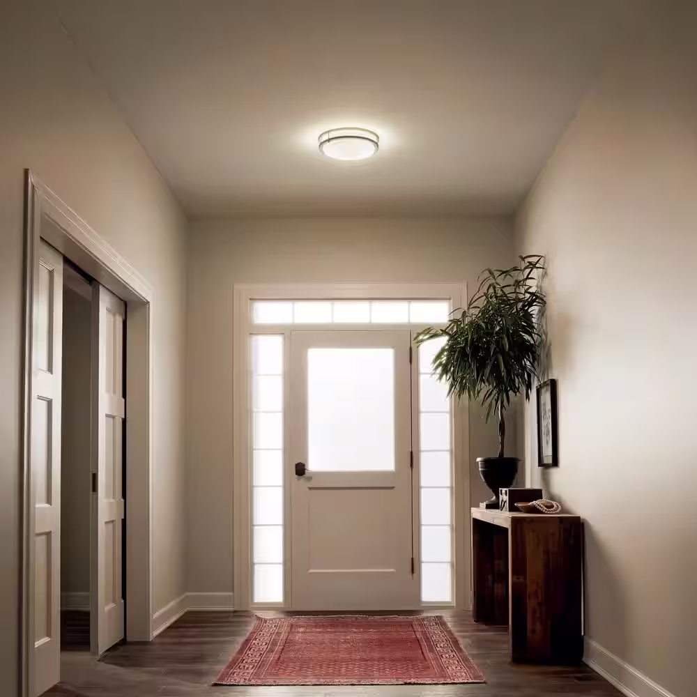 KICHLER Avon 14 in. 1-Light Brushed Nickel Integrated LED Transitional Hallway Flush Mount Ceiling Light