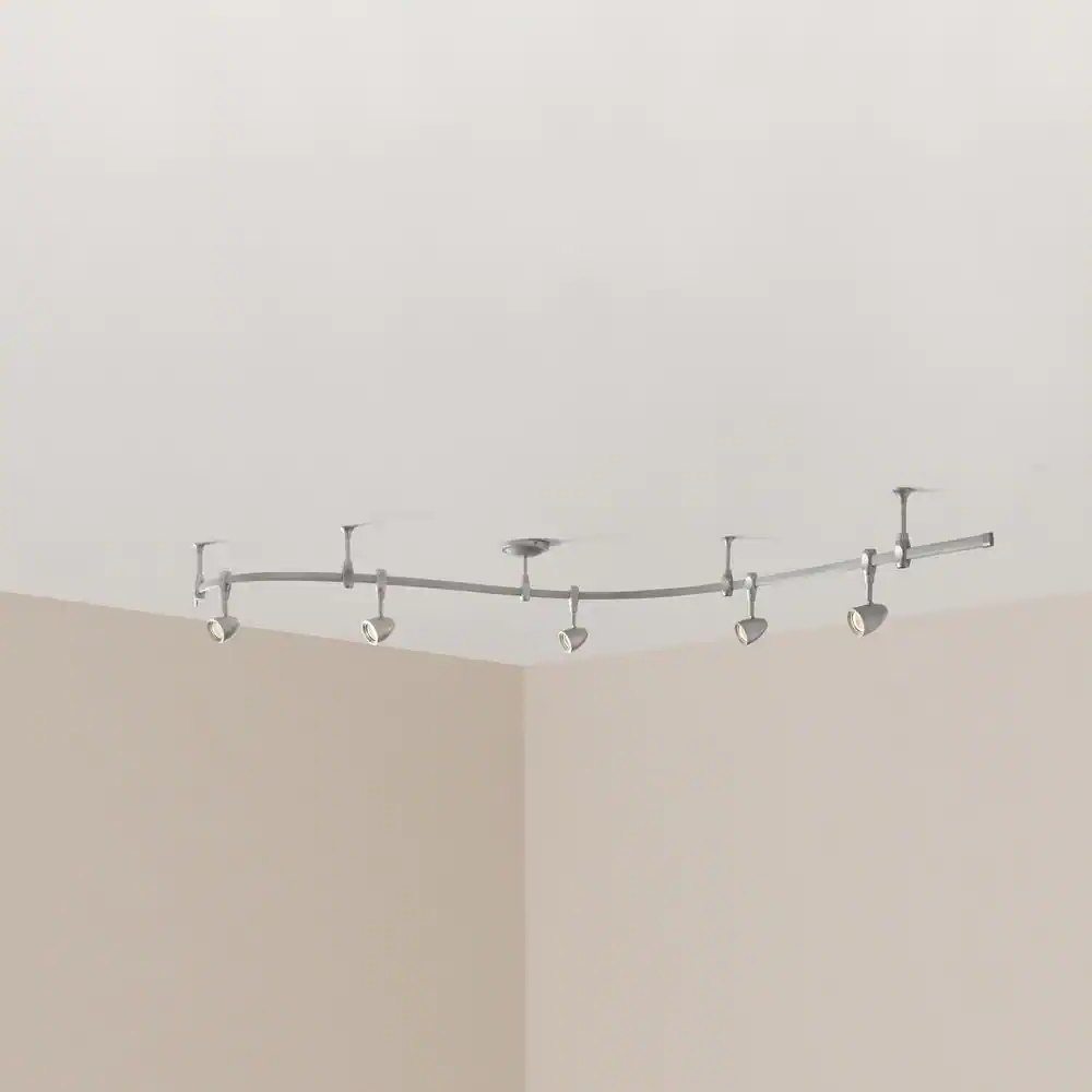 Hampton Bay 8 ft. Silver 5-Light Integrated LED Flex Track Lighting Kit