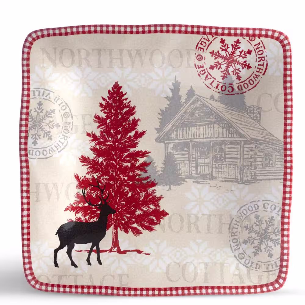 222 Fifth 12-Piece Northwood Cottage Red Porcelain Dinnerware Set (Service for 4)