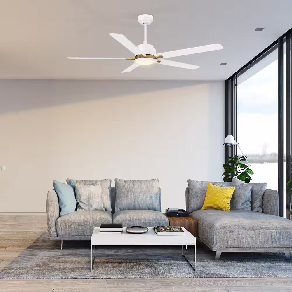 CARRO Byrness 60 in. Color Changing Integrated LED Indoor Matte White 10-Speed DC Ceiling Fan with Light Kit/Remote Control