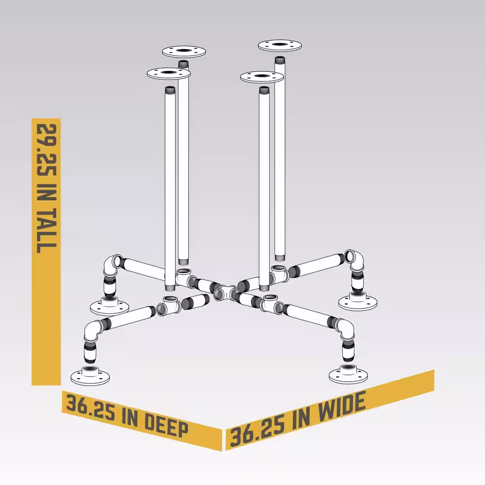 PIPE DECOR 3/4 in. Black Pipe 36.25 in. L x 29.25 in. H Blackjack Design Kitchen Table Kit