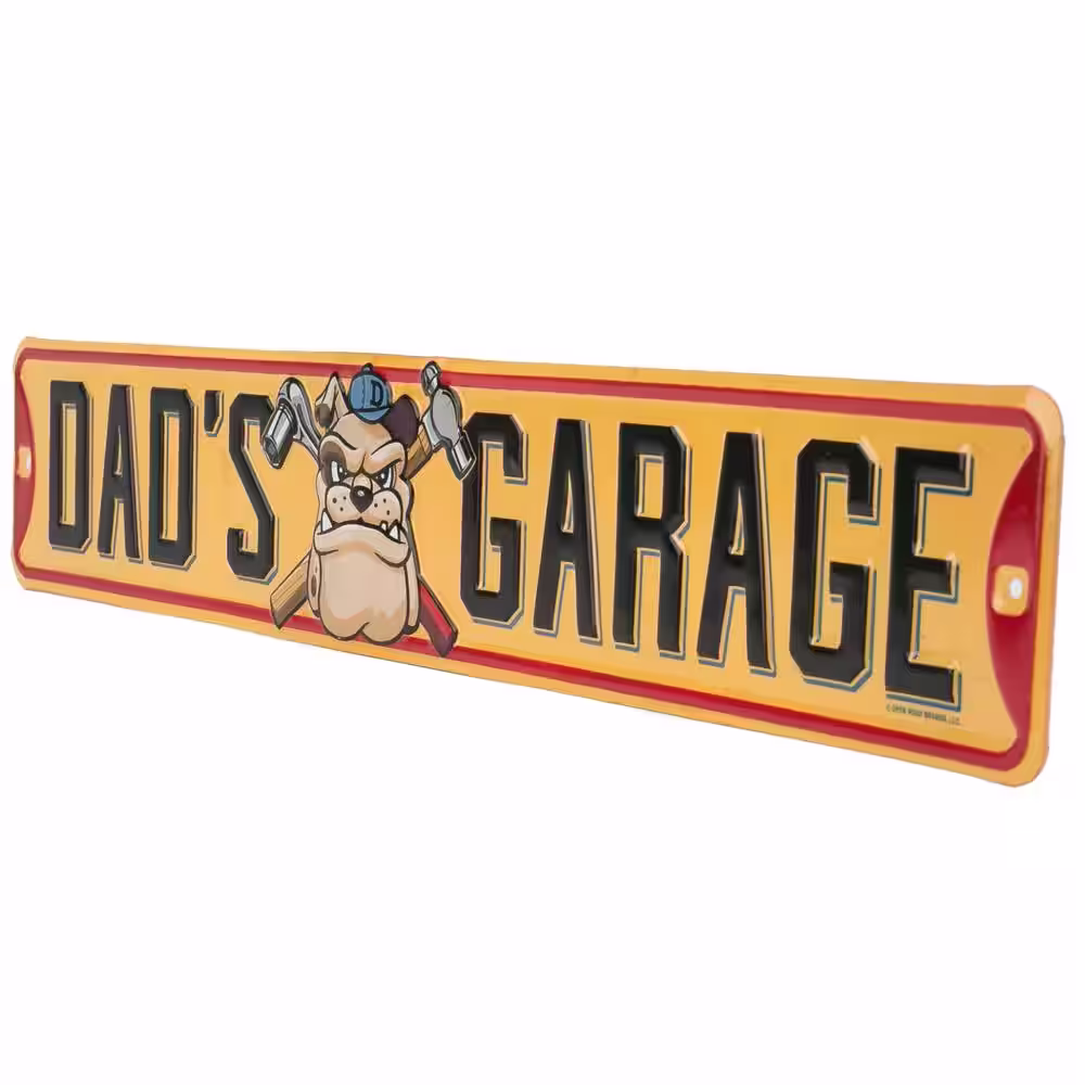 Open Road Brands Dad'S Garage Embossed Tin Street Sign