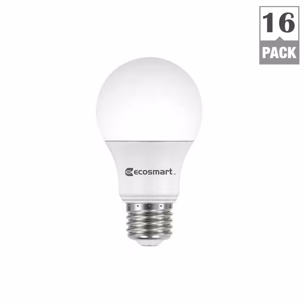 EcoSmart 60-Watt Equivalent A19 Dimmable Energy Star LED Light Bulb Soft White (16-Pack)