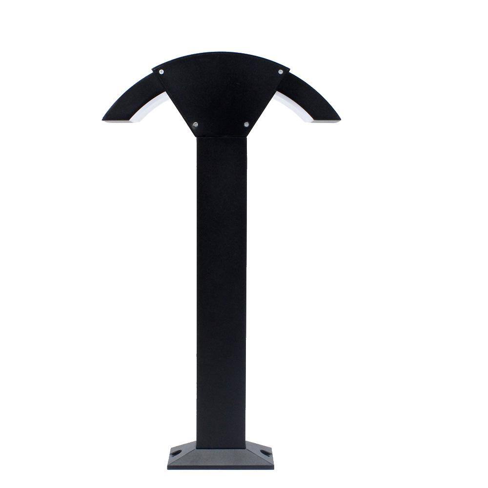 J&H LED 250-Watt Equivalent Black Outdoor Integrated LED Landscape Path Bollard Light