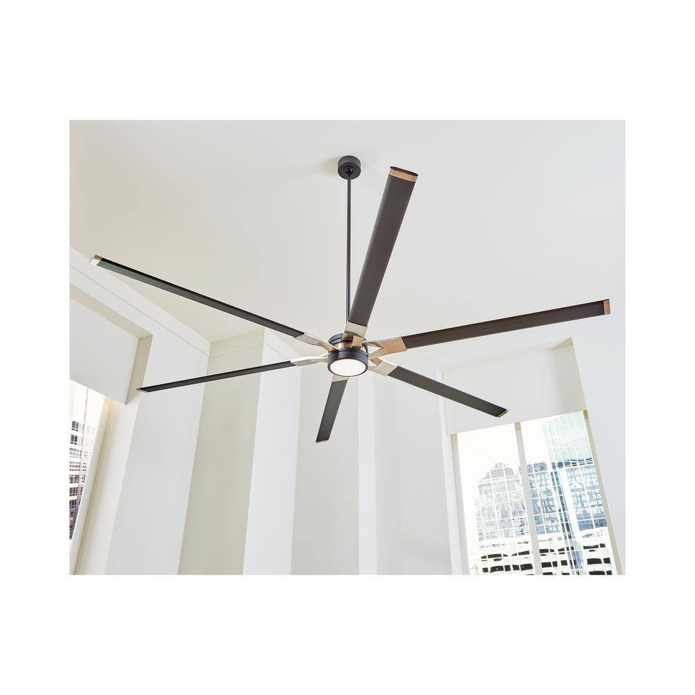 Generation Lighting Loft 96 in. Integrated LED Indoor/Outdoor Midnight Black Ceiling Fan with Aluminum Blades, DC Motor and Remote Control