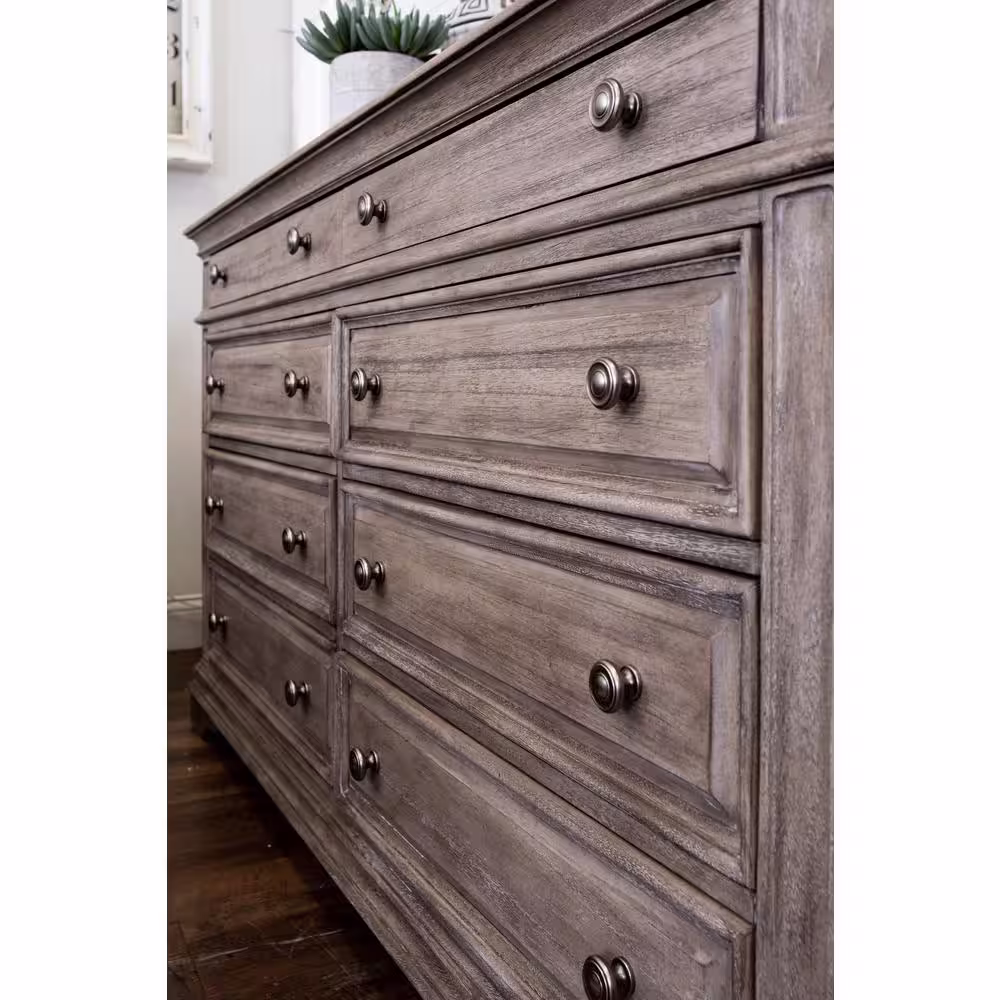 Steve Silver Highland Park 8-Drawer Driftwood Dresser (66 in. Depth x 19 in. Width x 38 in. Height)