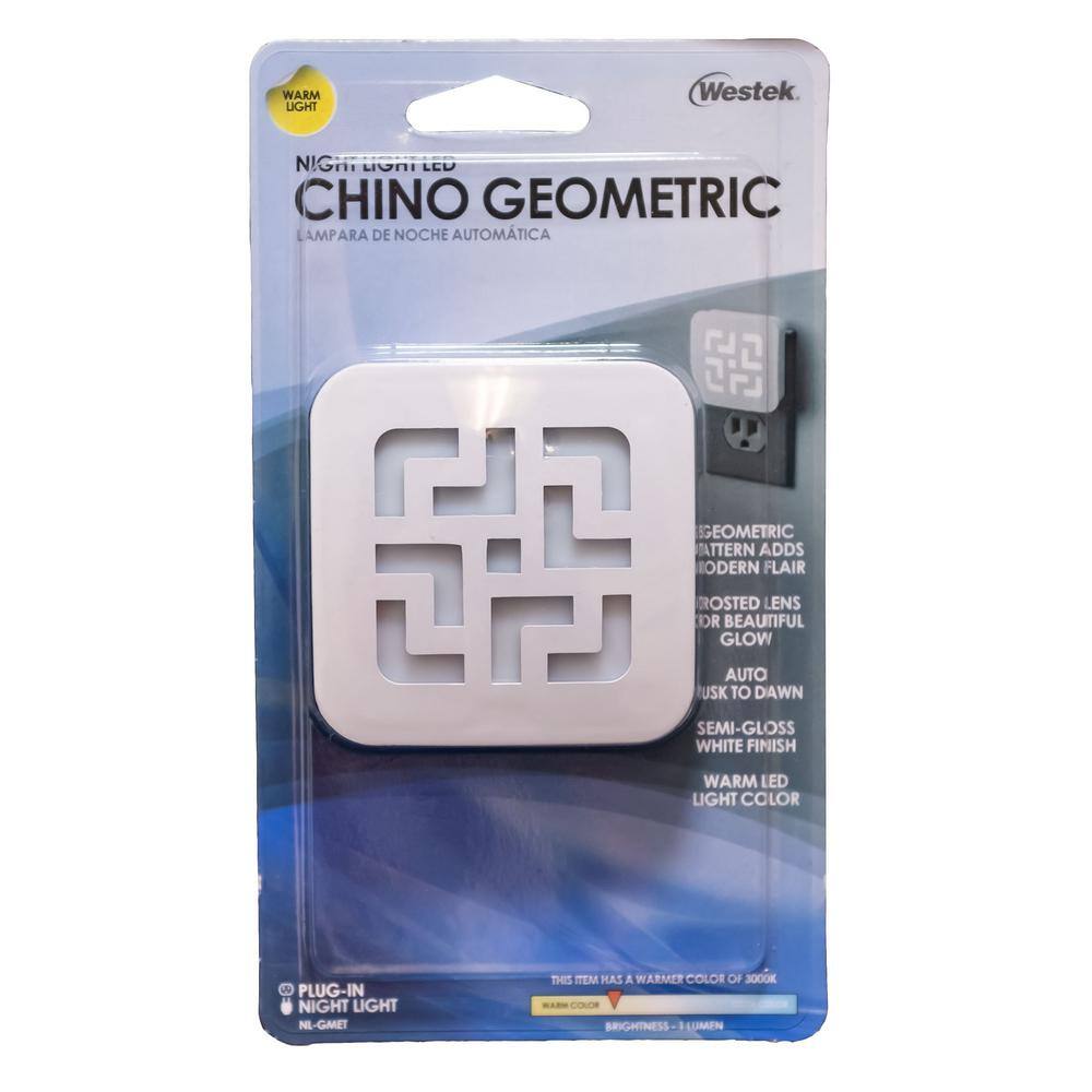 Westek LED Chino Geometric Night Light, White