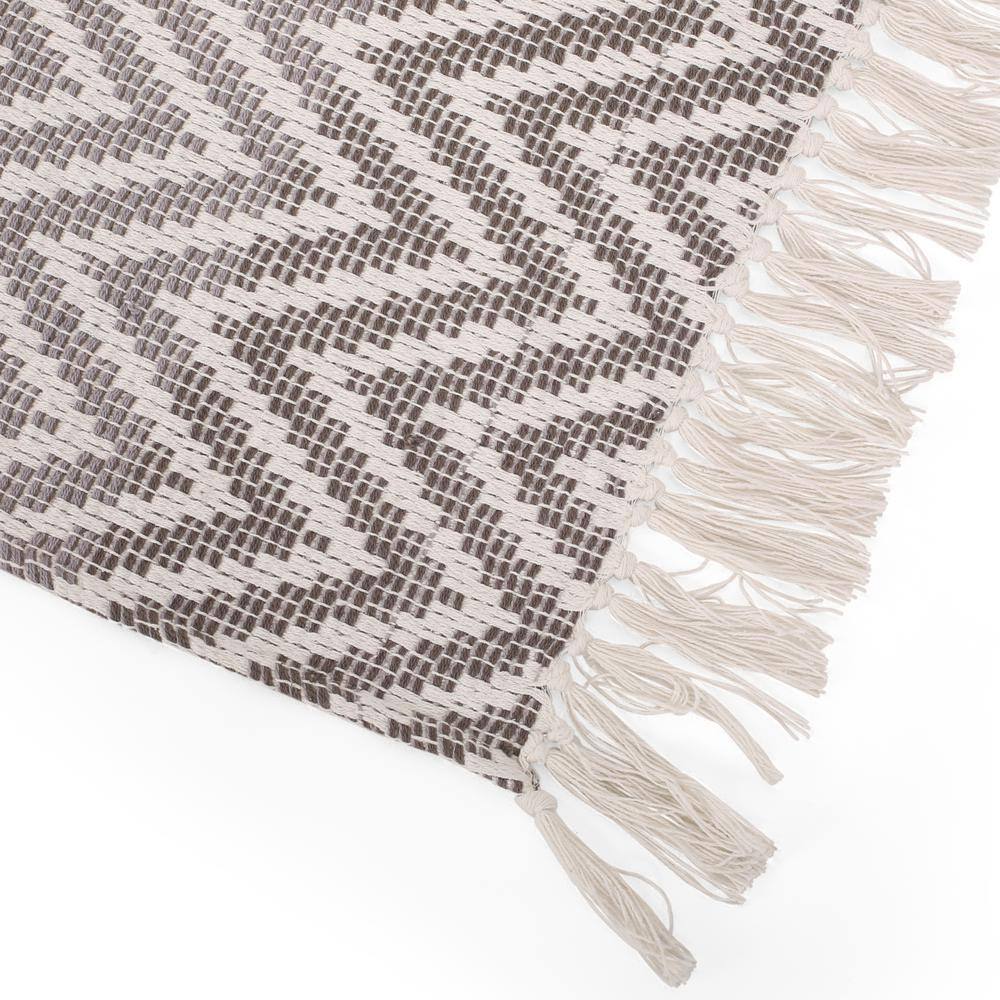 Noble House Thompkins Beige and Grey Fabric Throw Blanket