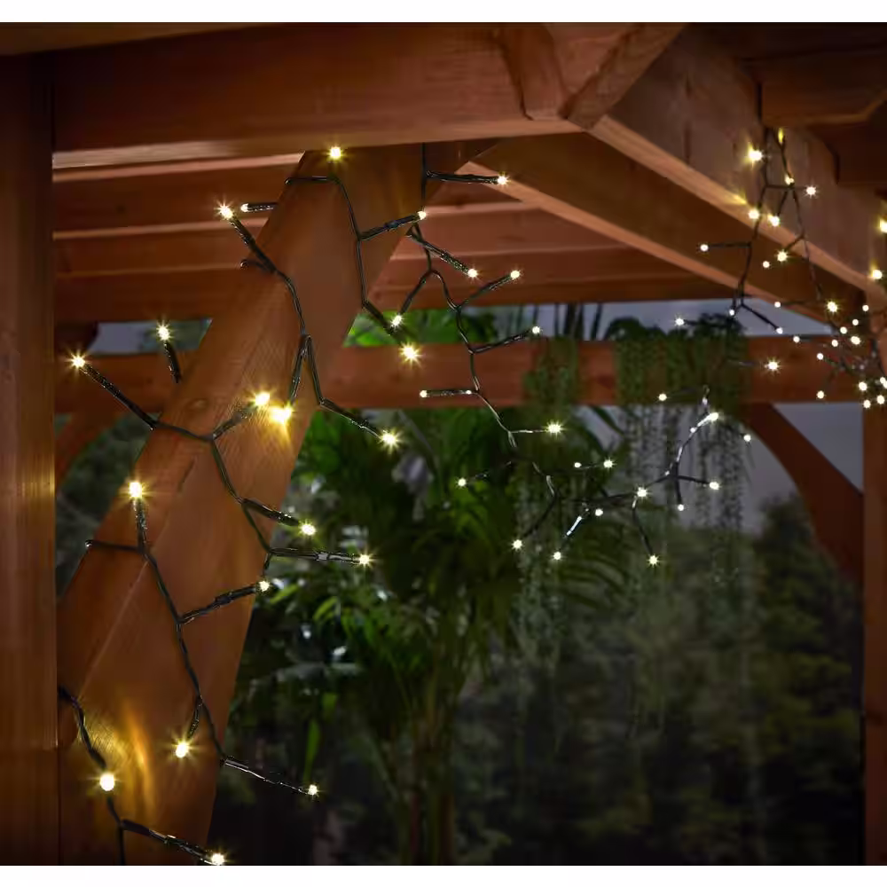 Hampton Bay 100-Light 19 ft. Outdoor/Indoor Solar Mini Bulb LED Willow String Light (100-Bulbs)