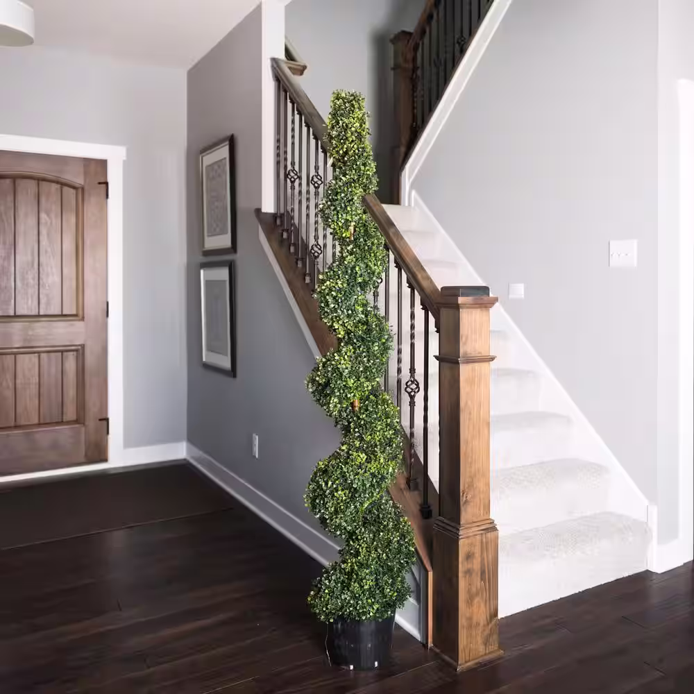 Vickerman 6 ft. Artificial Boxwood Plants Spiral on Pot UV