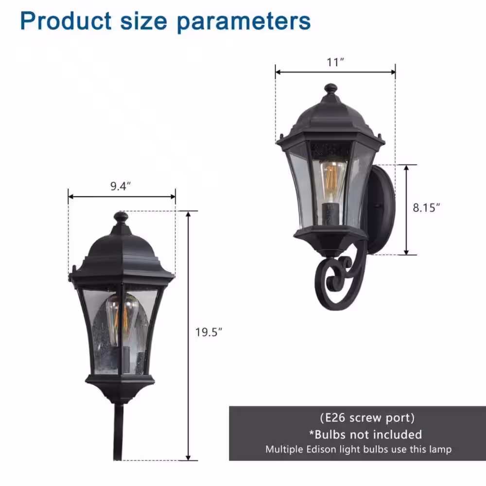 None 1-Light Black Wall Sconce Outdoor Waterproof