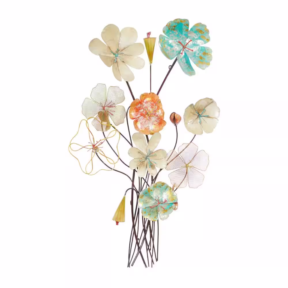 Litton Lane Metal Multi Colored Floral Wall Decor