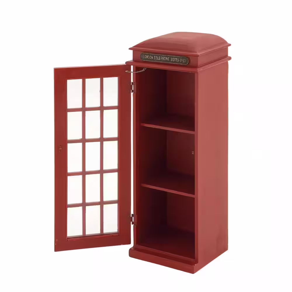 Litton Lane 2 Shelf Wood Stationary Red London Telephone Booth Storage Unit