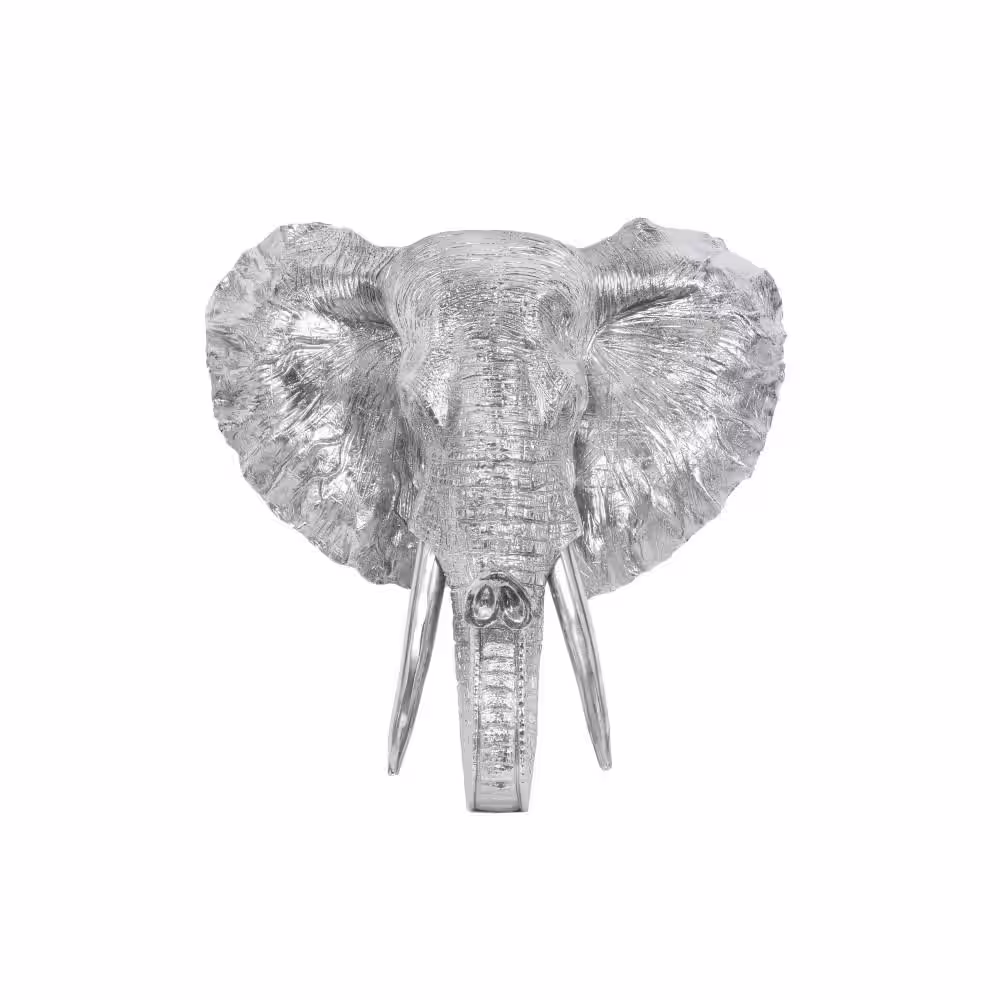 Litton Lane Polystone Silver Elephant Wall Decor with Tusks