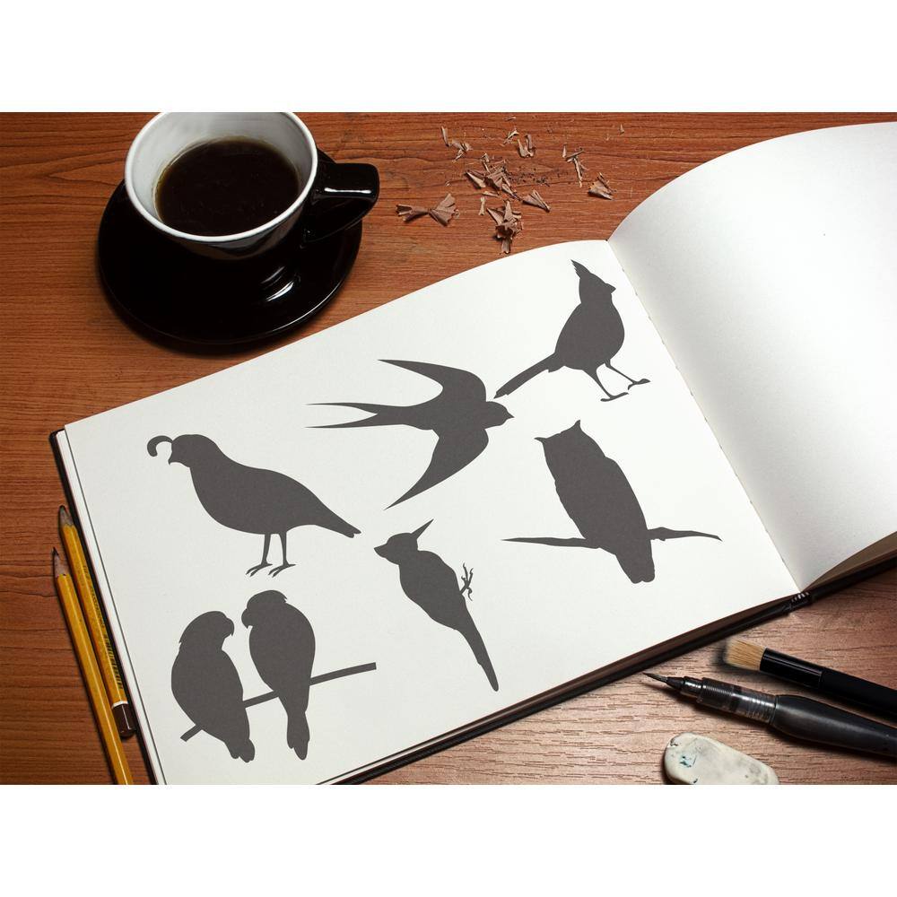 Stencil1 Fancy Birds Stencil (6-Pack)