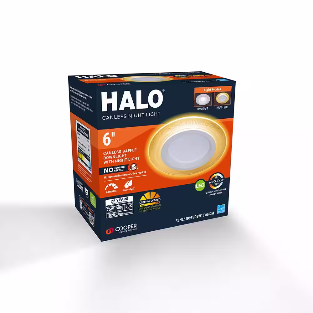 HALO 6 in. RL Night Light, 1000-Lumens, Selectable CCT, D2W DM