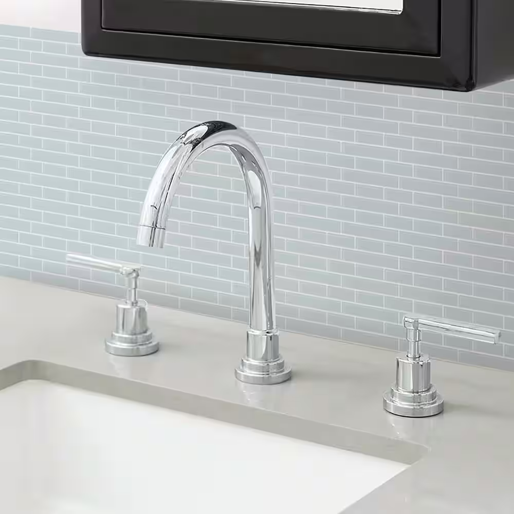 InHome Blue Vinyl Sea Glass Peel Stick Backsplash Tiles