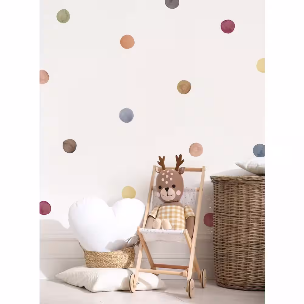None Watercolor Earthy Dots Vinyl Wall Stickers