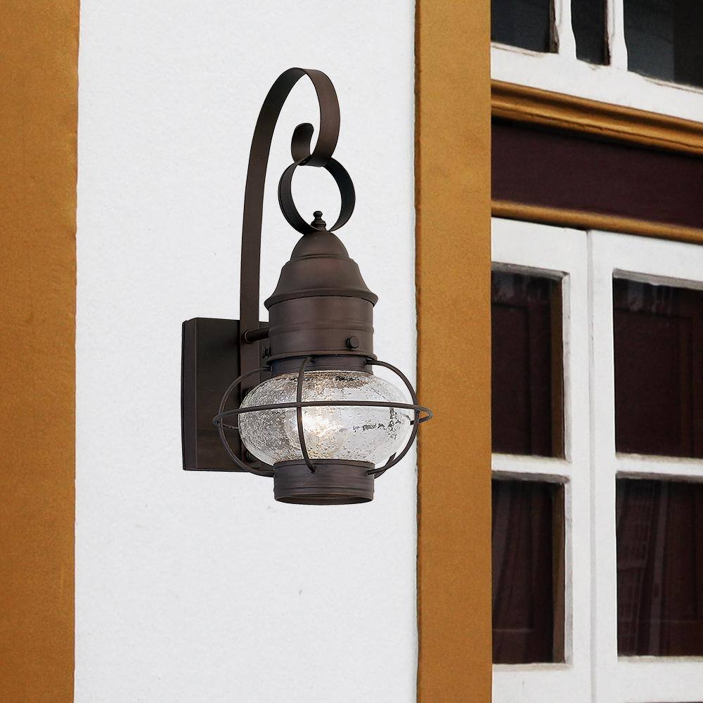 Designers Fountain Nantucket 18.25 in. Rustique 1-Light Outdoor Line Voltage Wall Sconce with No Bulb Included