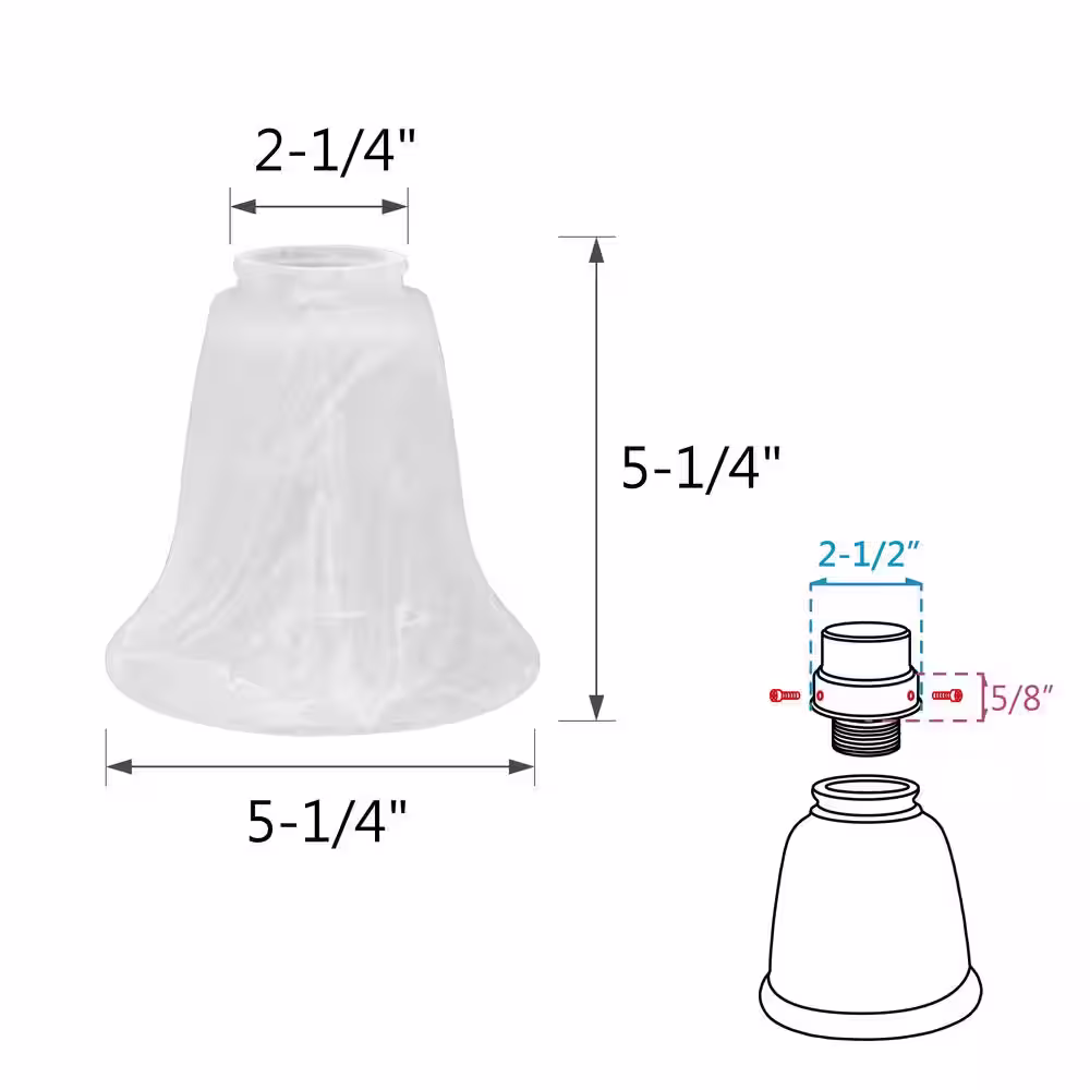 Aspen Creative Corporation 5-1/4 in. Alabaster Bell Shaped Ceiling Fan Replacement Glass Shade (4-Pack)