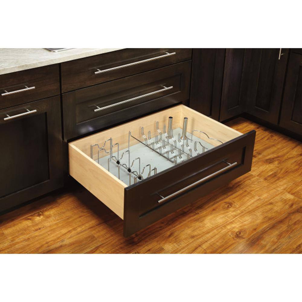 Rev-A-Shelf 5.38 in. H x 5.25 in. W x 16.88 in. D Chrome Metal Kitchen Drawer Lid Organizer