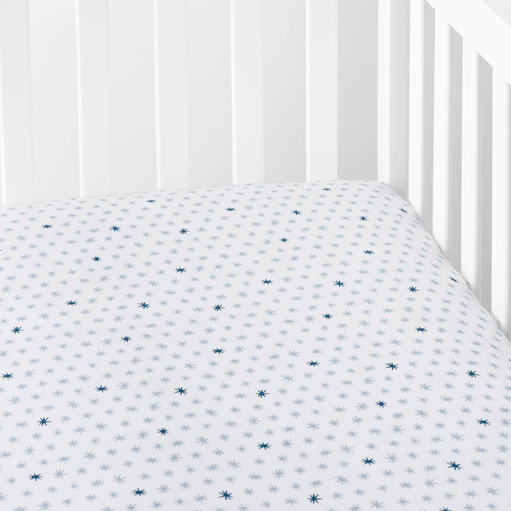 Company Kids by The Company Store Company Kids Ditsy Stars Gray Organic Cotton Percale Crib Sheet
