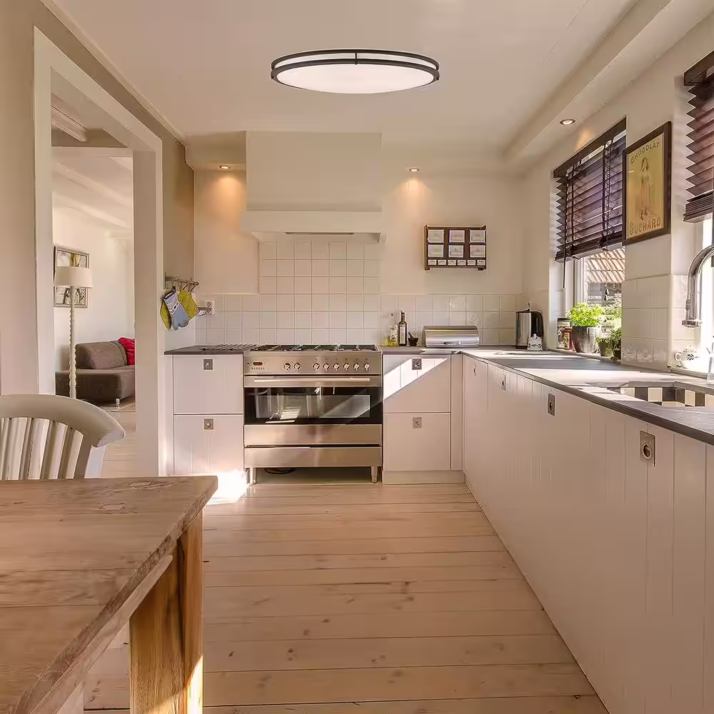 Sunlite 32 in. 1-Light Black Selectable LED Dimmable Oval Double Band Flush Mount Fixture, Selectable CCT 3000K 4000K 5000K