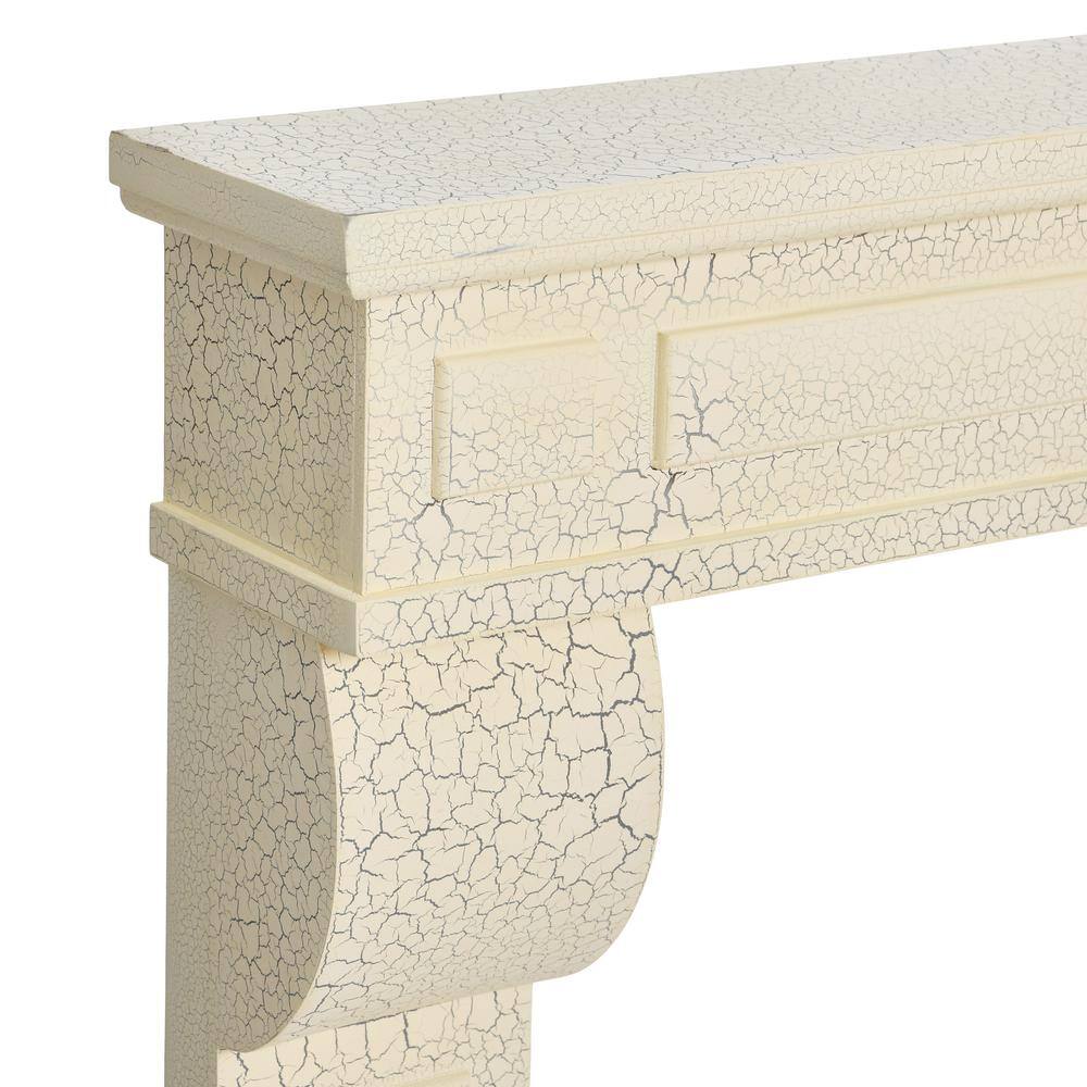 Storied Home 62 in. L x 50 in. H Lodge Mantel, Distressed Cream