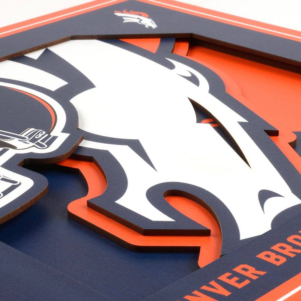 None NFL Denver Broncos 3D Logo Series Wall Art - 12x12