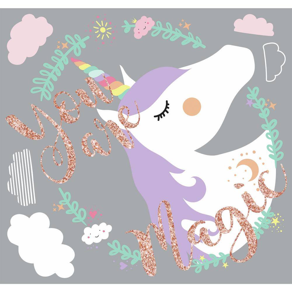 RoomMates 5 in. x 19 in. Unicorn Magic 6-Piece Peel and Stick Giant Wall Decals