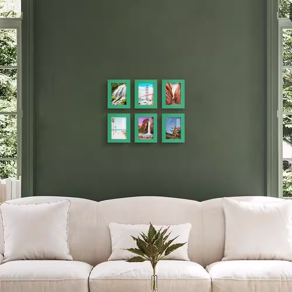 None Textured 3.5 in. x 5 in. Green Picture Frame (Set of 6)
