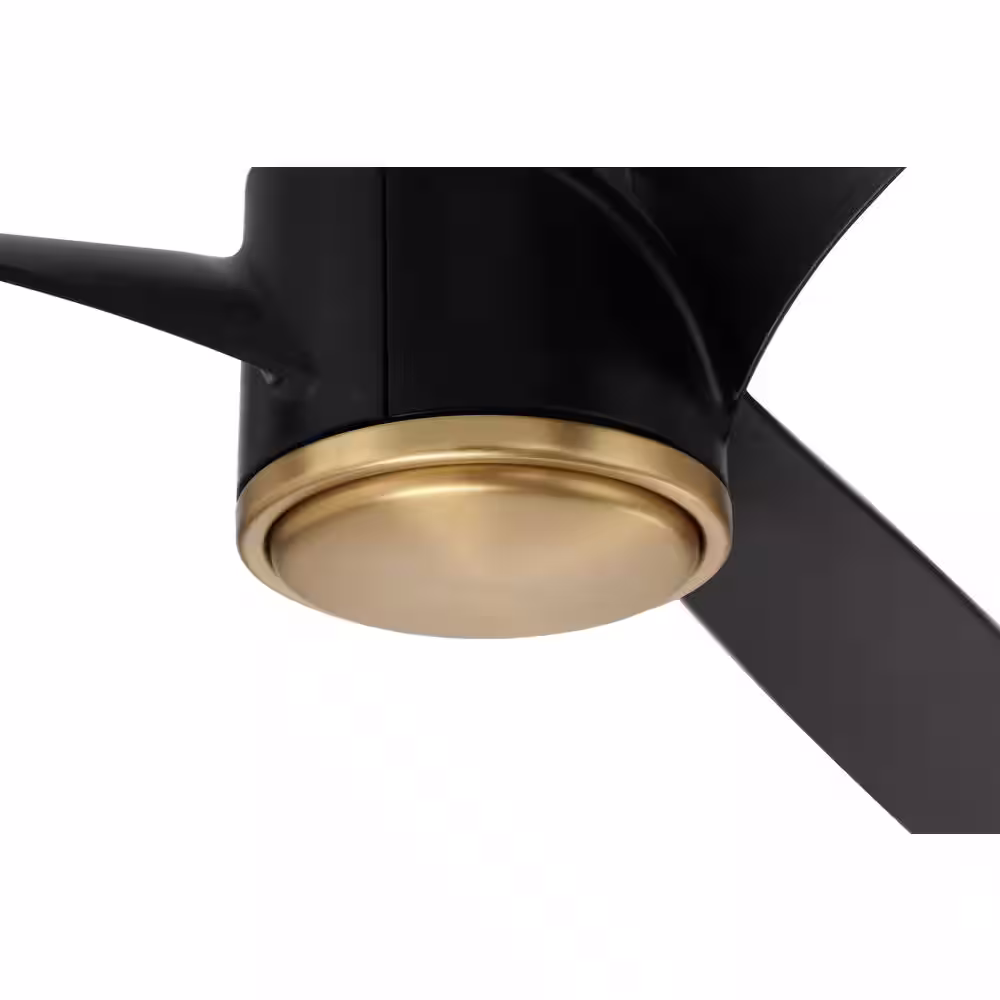 CRAFTMADE Phoebe 60 in. Indoor/Damp Flat Black and Satin Brass Ceiling Fan with Smart Wi-Fi Enabled Remote & Integrated LED Light