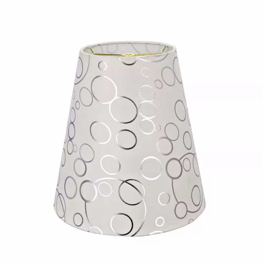 Aspen Creative Corporation 12 in. x 12.5 in. White and Silver Circle Pattern Hardback Empire Lamp Shade