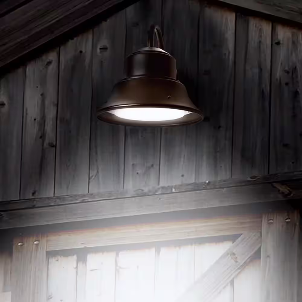 Commercial Electric 60-Watt Equivalent Integrated LED Bronze Dusk to Dawn Photocell Sensor Security Bell Outdoor Wall Pack Light 5000K