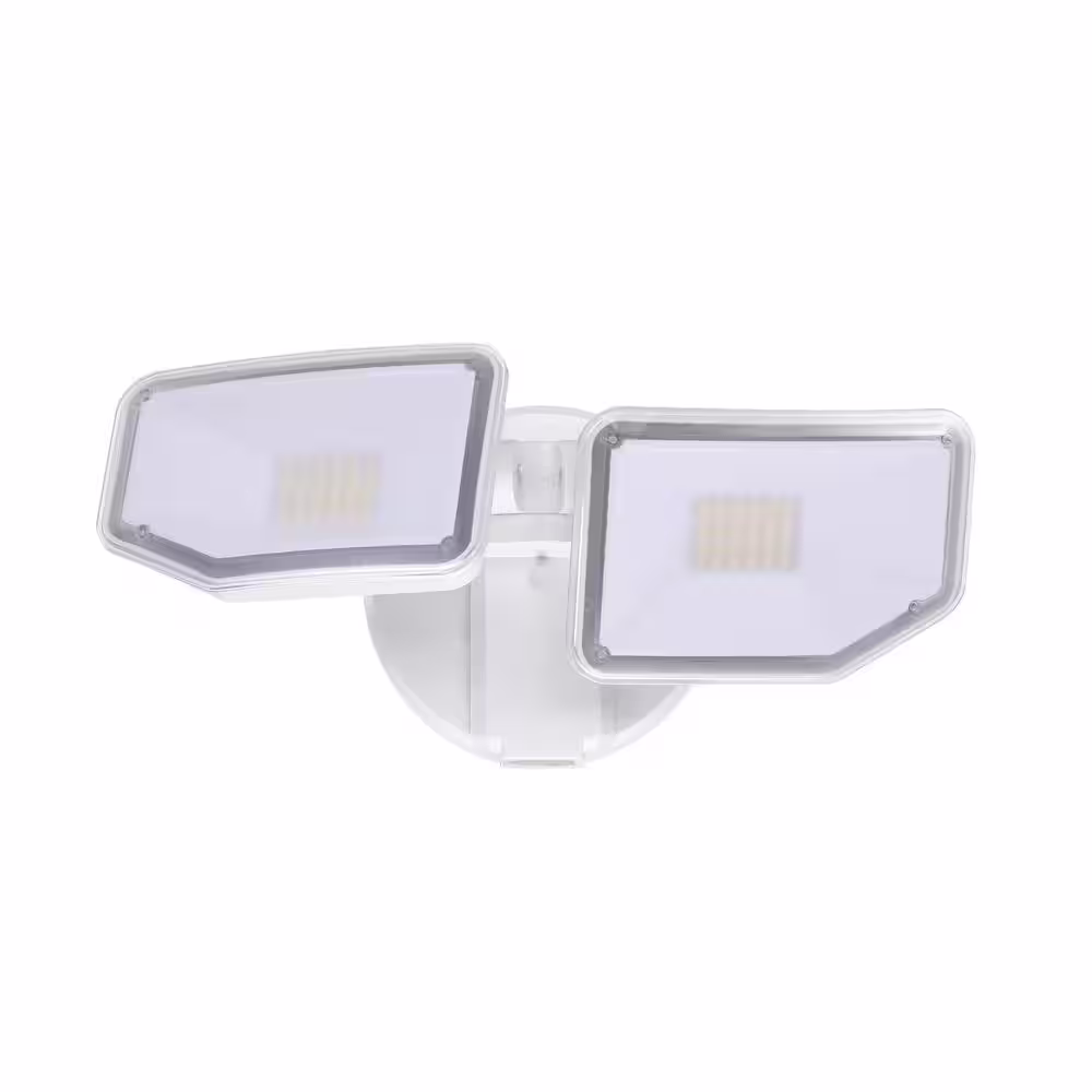 AWSENS 130-Watt Equivalence White Outdoor 2-Light Integrated LED Wall or Eave Mount Flood Light