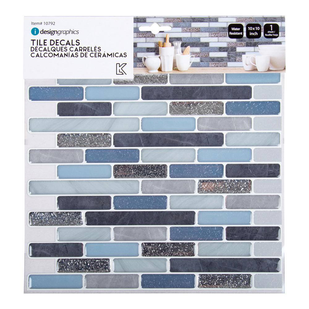 None 6-Pieces 10 in. x 10 in. Blue Truu Design Self-Adhesive Peel and Stick Accent Wall Tiles