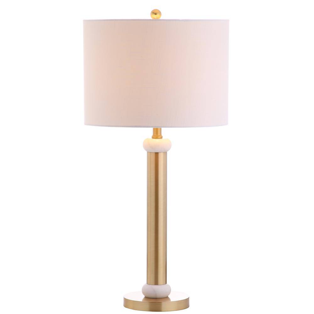 None Gregory 27 in. Gold/White Metal/Marble LED Table Lamp