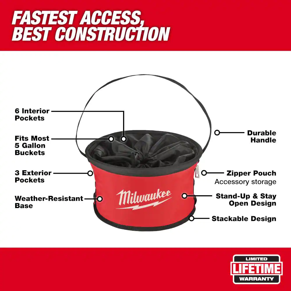 Milwaukee 12 in. Parachute Organizer Tool Bag With 6 Internal Pockets